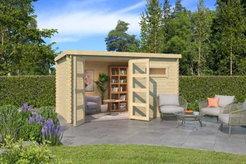 Image of Lasita Maja Lasita Osland Augusta Log Cabin - 3.8M X 2.3M - Flat Roof Log Cabin