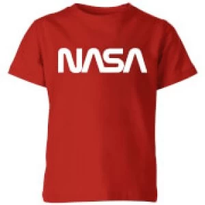 image of NASA Worm White Logotype Kids T-Shirt - Red - 11-12 Years