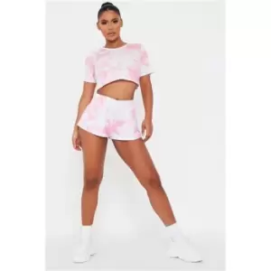 Image of I Saw It First Tie Dye Loose Runner Shorts - Pink