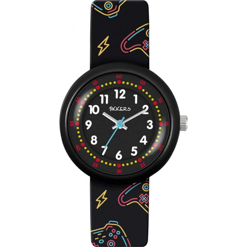 Image of Tikkers Tikkers Kid's Printed Black Silicon Strap Watch