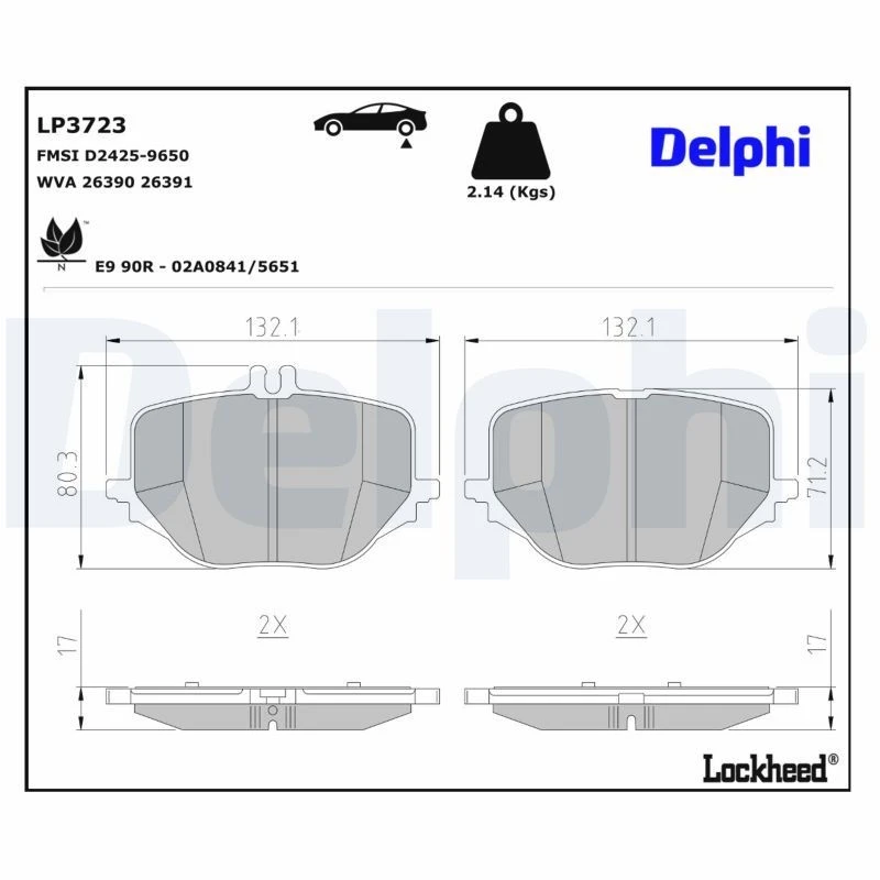 Image of DELPHI Brake pad set DELPHI LP3723
