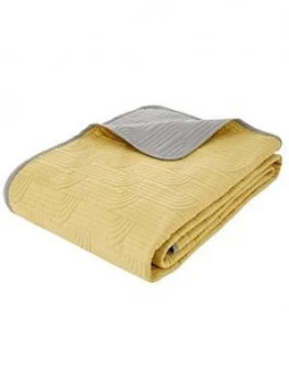 Image of Catherine Lansfield Embroidered Blossom Bedspread Throw - Yellow