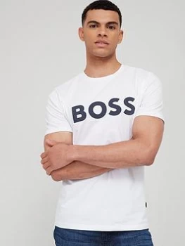 Image of BOSS Thinking 1 Large Logo T-Shirt - White, Size L, Men