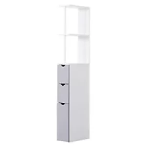 image of HOMCOM Bath Side Cabinet 834-114 MDF, Metal White 150 mm x 330 mm x 1360 mm