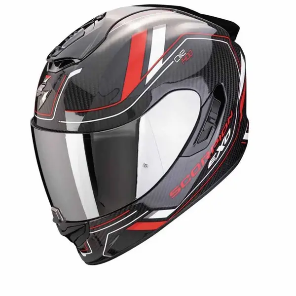 Image of Scorpion EXO-1400 Evo II Carbon Air Mirage Black Red White Full Face Helmet XL