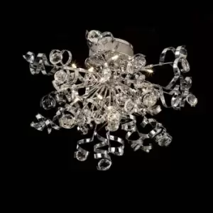 image of Diyas - Kurlz ceiling lamp 15 bulbs chrome polished / crystal