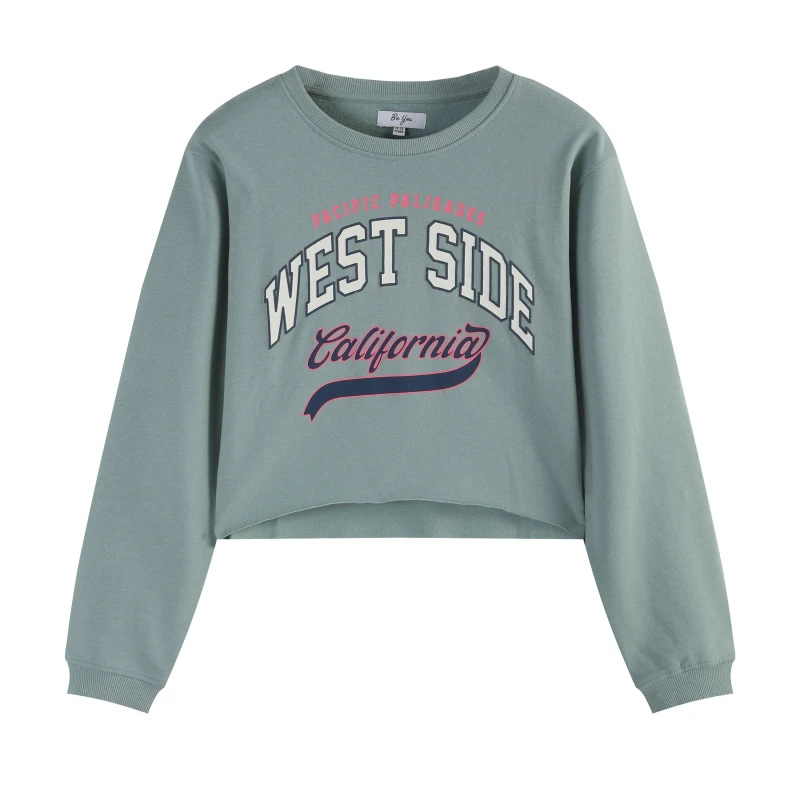 Image of Studio Older Girl Westside Crop Sweatshirt - Green Green 9 - 10 Years