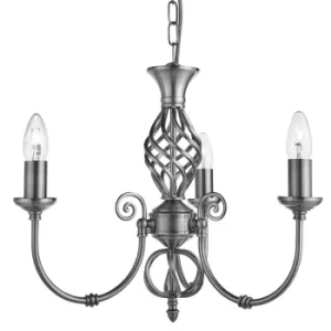 image of Zanzibar 3 Light Multi Arm Ceiling Pendant Satin Silver, E14