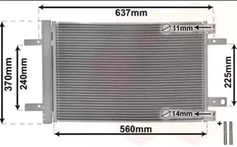 Image of VAN WEZEL 09015702 Condenser *** IR PLUS *** Side Connector Condenser,air conditioning (448)
