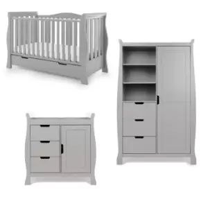 image of OBaby Stamford Luxe 3 Piece Nursery Room Set, Painted Pine Warm Grey