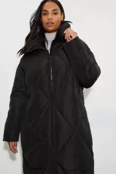 image of Oversized Diamond Padded Longline Coat