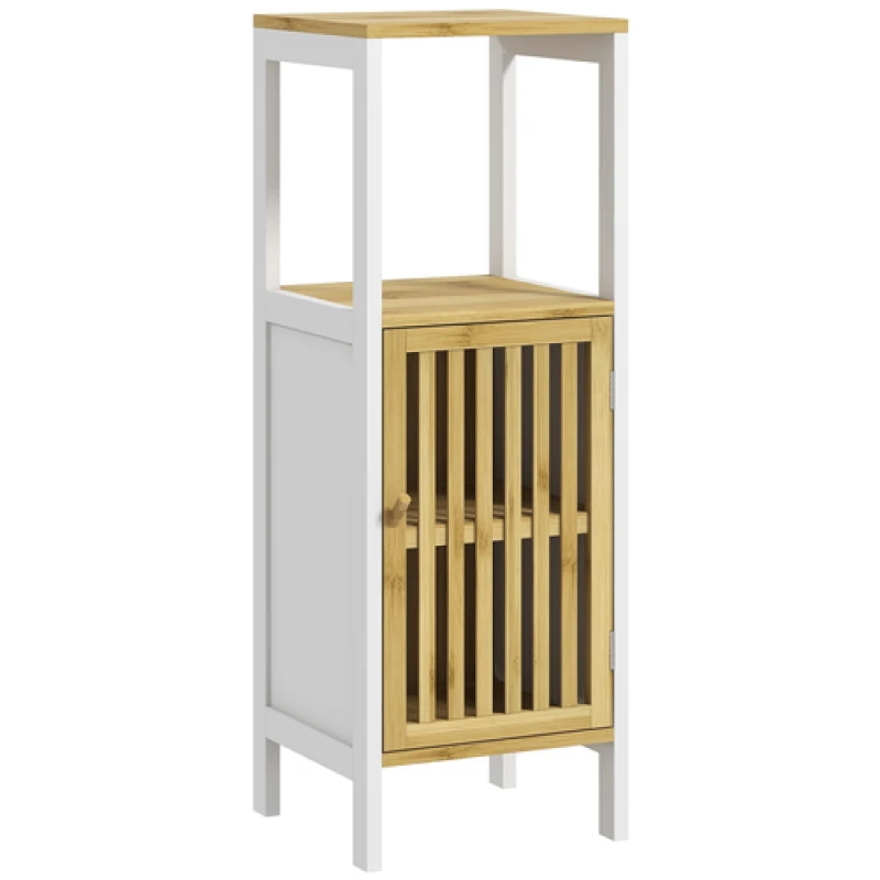 Image of HOMCOM HOMCOM Bathroom Floor Cabinet Bathroom Cupboard with Adjustable Shelf, White White One Size Unisex 5063603021679