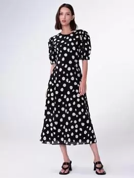 image of Aligne Ginn Spot Print Back Tie Dress - Black/White