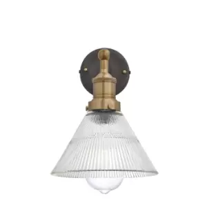 Industville Brooklyn Glass Funnel Wall Light With Plug / 7" Brass Holder With Plug