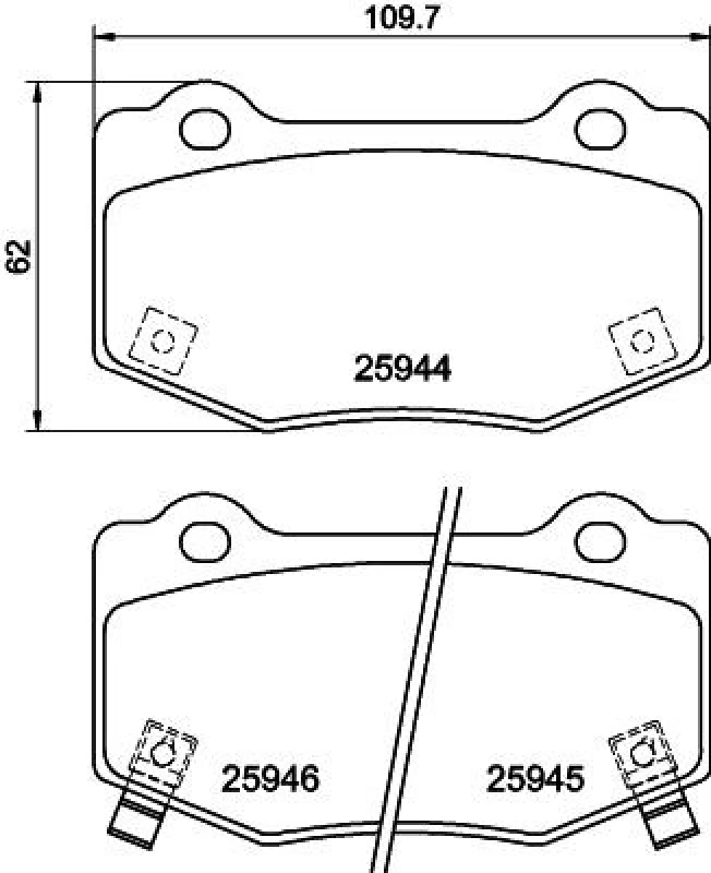 Image of HELLA Brake pad set HELLA 8DB 355 043-851