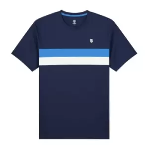 Image of K Swiss Core Stripe Crew T Shirt Mens - Blue