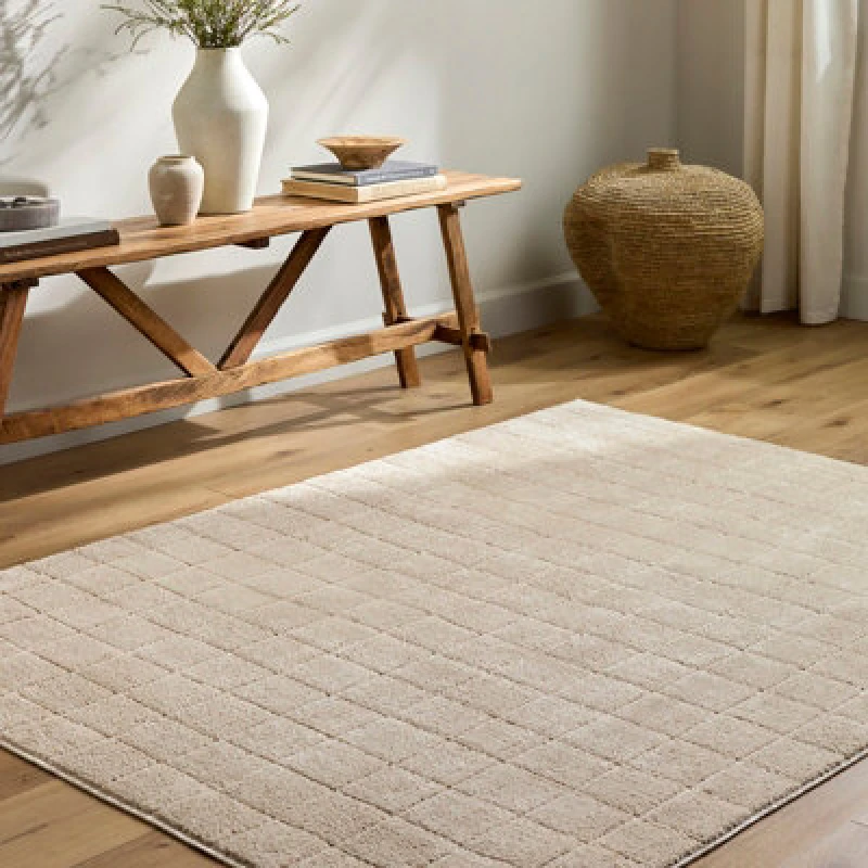 Image of Our Pnw Home X Livabliss Scandi High Pile Light Beige/light Brown Cascade Area Rug 160 X 213cm - Easy Care, Ideal For Living Room