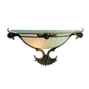 Image of 1 Light Indoor Glass Wall Uplighter Antique Brass