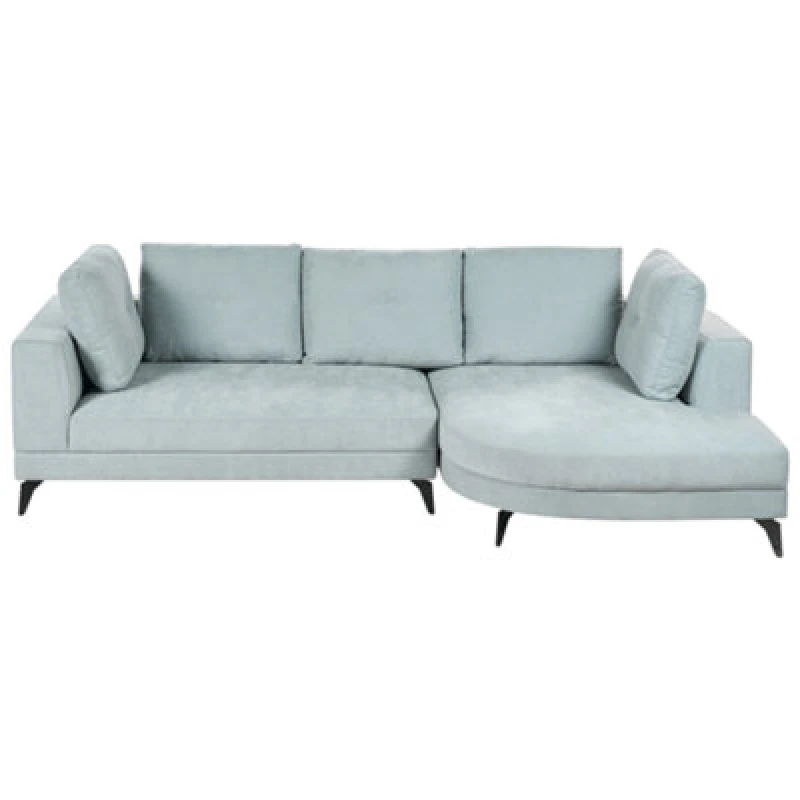 Image of Beliani Corner Sofa 3 Seater Marum Chenille Light Blue Left Hand