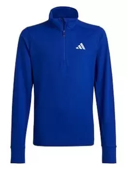 Image of Boys, adidas Unisex Junior Run Icons Reflective 1/2 Zip Top - Blue Size 9-10 Years