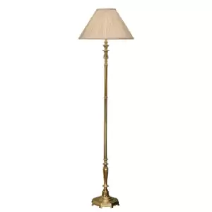 image of Asquith 1 Light Floor Lamp Solid Brass, Beige Organza Effect Fabric Shade, B22