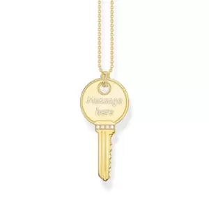 image of THOMAS SABO Gold Plated & CZ Rounded Key Necklace