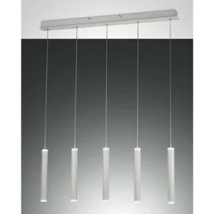 image of Fabas Luce Prado LED Straight Bar Pendant Ceiling Light White Glass