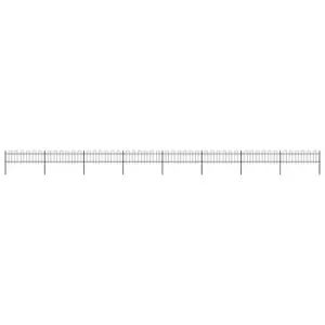 Image of Vidaxl Garden Fence With Hoop Top Steel 13.6X0.6 M Black