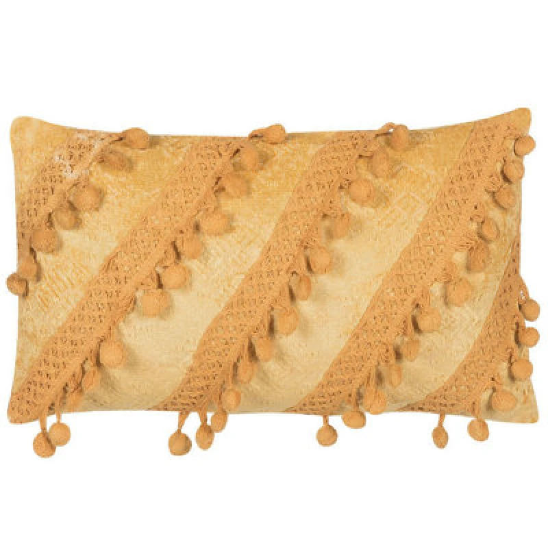 Image of Beliani Throw Cushion Ayroor 30 X 50 Cm Mustard Geometric Pattern