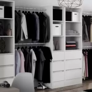 Image of Spacepro 3 Drawer Tower Unit with 1 Hanger Bar 2100 x 450 x 500mm in White Steel/MFC