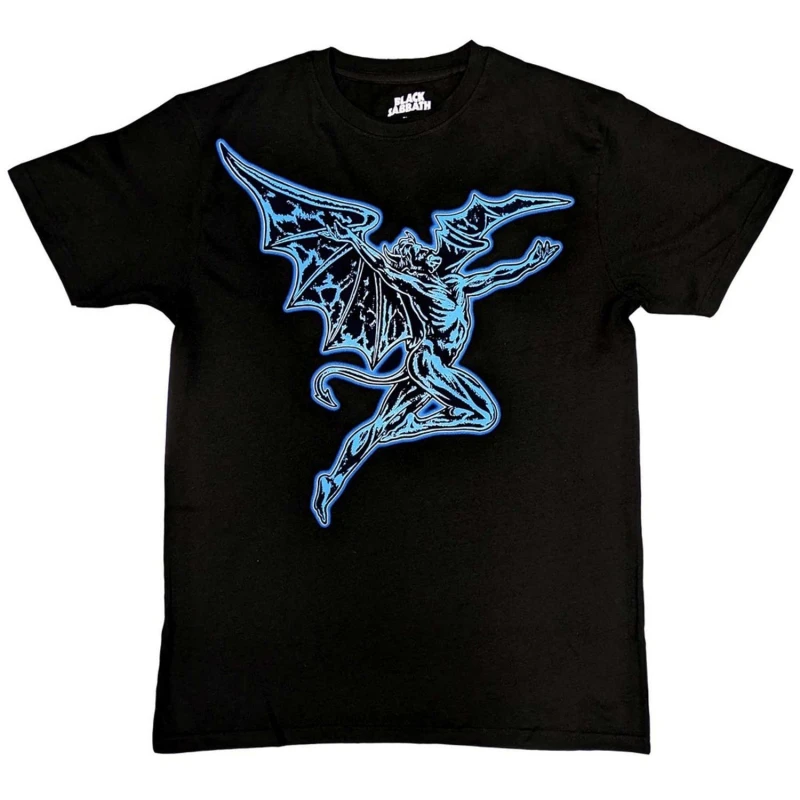 Image of Black Sabbath Mens Lightning Henry T-Shirt in Black Size: Large Black Male L