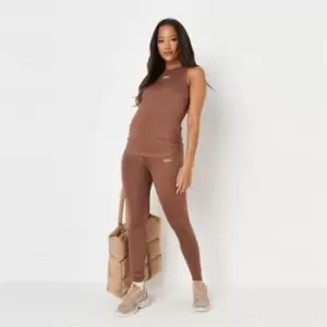 image of Missguided Recycled MSGD Sports Maternity Gym Leggings - Brown