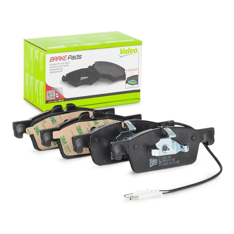 Image of VALEO 601289 Brake pad set Front Axle, with integrated wear warning contact, with anti-squeak plate Brake Pad Set,disc brake (402)