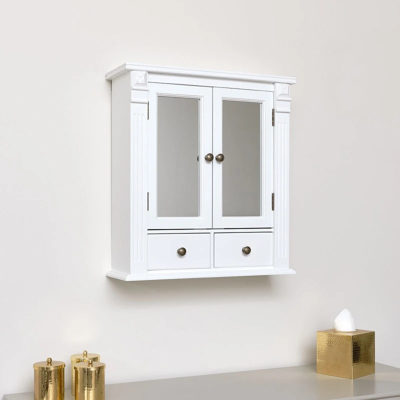 Image of Melody Maison White Mirrored Bathroom Wall Cabinet White