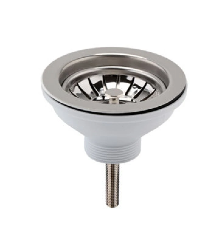 Image of Balterley Fireclay Kitchen Sink Basket Strainer Waste Chrome 90mm Silver