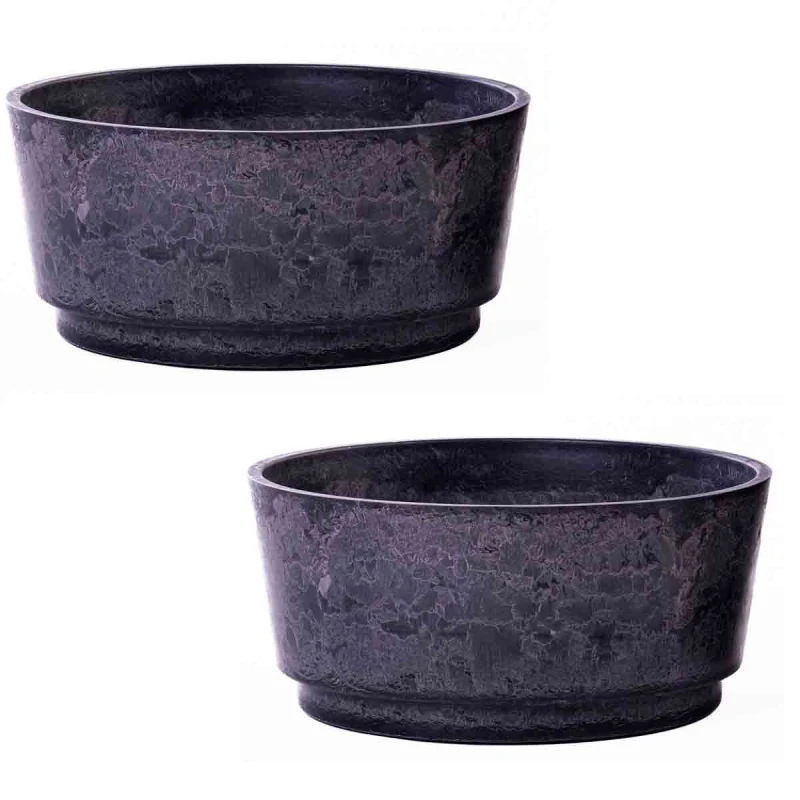 Image of Garden Gear Caesar Bowl 46Cm Marble Charcoal X 2