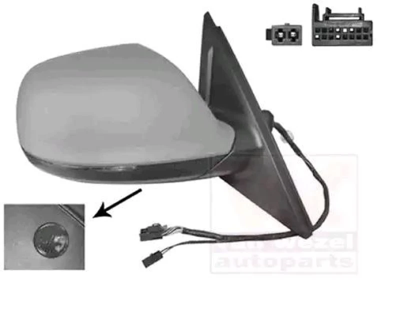Image of VAN WEZEL 0380818 Wing mirror * HAGUS * Right, with memory, primed Outside Mirror (50)
