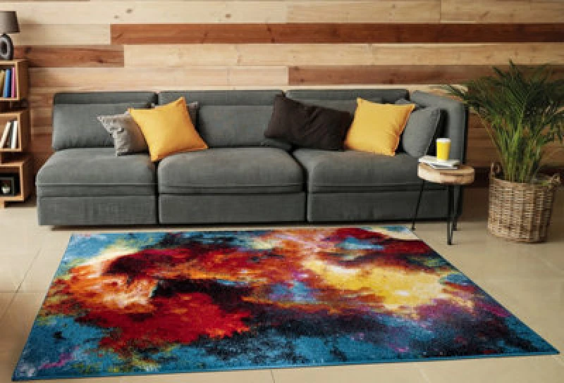 Image of Smart Living Smart Living Modern Hand Carved Multicolour Soft Thick Area Rug - Splash in Terracotta Size: 60cm x 110cm Terracotta 60cm x 110cm Unise