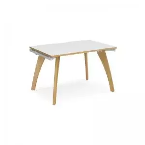 image of Fuze single desk 1200mm x 800mm - white frame and white top with oak