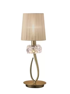 Loewe Table Lamp 1 Light E14 Small, Antique Brass with Soft Bronze Shade