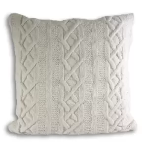 image of Aran Cable Knit Cushion Cream / 55 x 55cm / Polyester Filled