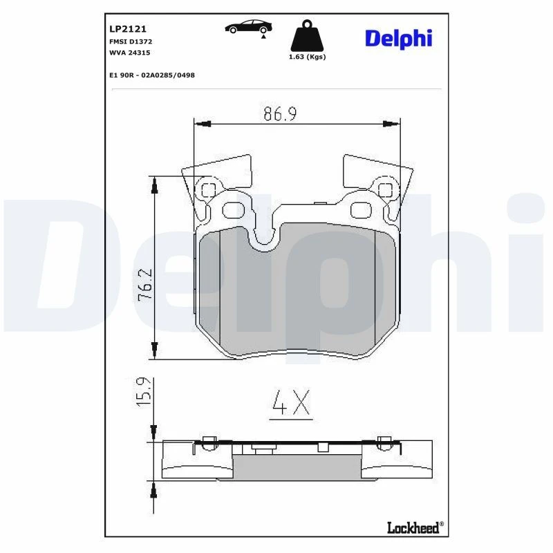 Image of DELPHI Brake pad set DELPHI LP2121
