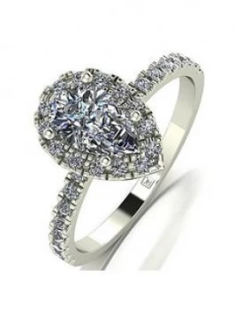 image of Moissanite 9Ct White Gold 1.40Ct Equivalent Total Cushion Pear Centre Halo Ring