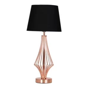 Image of Jaspa Copper Table Lamp with Black Aspen Shade