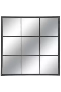 image of Black Square Panel Mirror - Glass/Iron