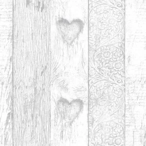 Graham and Brown Fresco Plank Love Heart Wallpaper