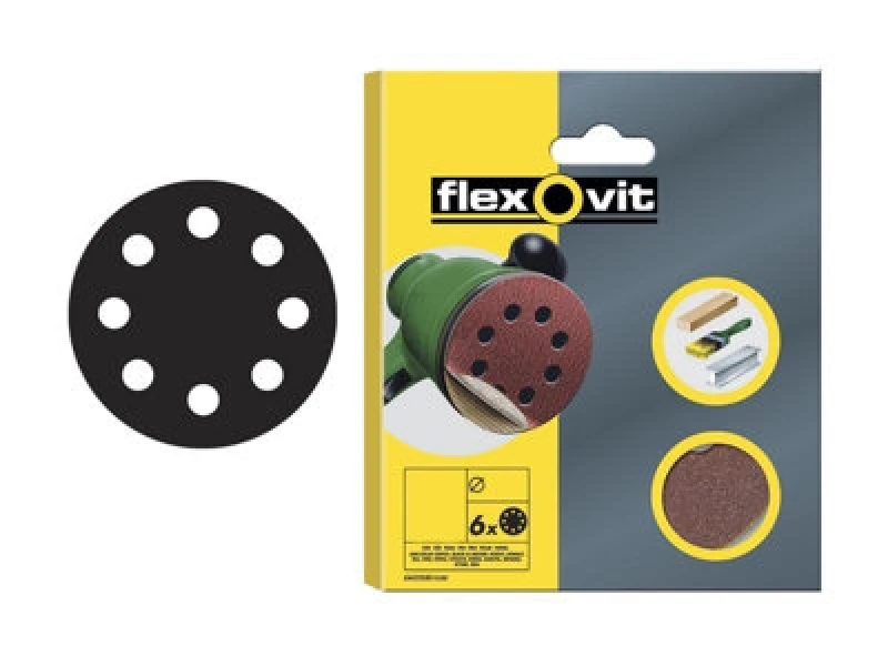 Image of Flexovit 78072764766 Hook & Loop Sanding Disc 150mm Coarse 50G (Pack 6) Flv64766