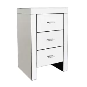 image of 3 Drawer Mirrored Bedside Table