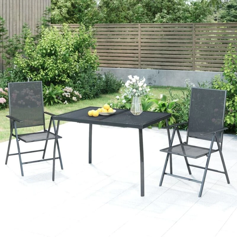 Image of VIDAXL 3 Piece Garden Dining Set Anthracite Steel Vidaxl 3187980