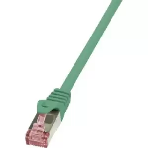 image of LogiLink CQ2025S RJ45 Network cable, patch cable CAT 6 S/FTP 0.50 m Green Flame-retardant, incl. detent